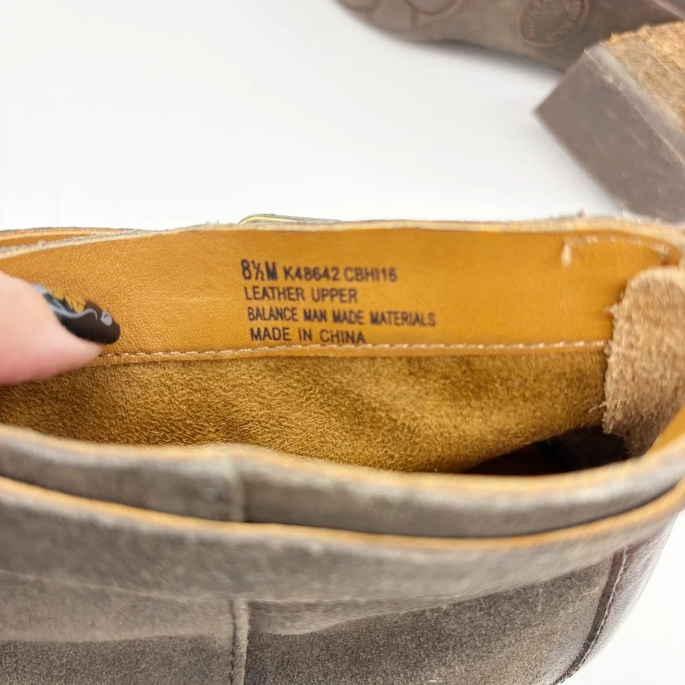 Kork-Ease Maddelena Distressed Suede Ankle Boots Size 8.5 Gray Buckle Block Heel